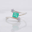Anillo Abrazo Rombico Esmeralda 33pts 1.4g / T6 1/4 Plata 925