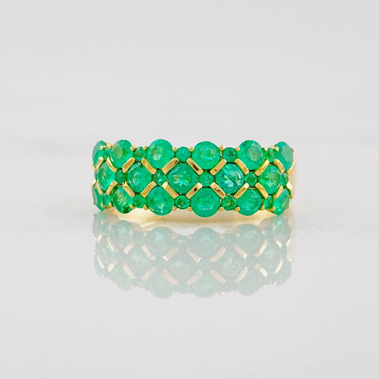 Anillo Tres Carriles Esmeraldas 1.36pts 4.35g / T7 1/4 Oro Amarillo 18K