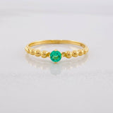 Anillo Solitario Burbujas Esmeralda 12pts 1.3 g / T6 1/4 Oro Amarillo 18K