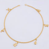 Tobillera Aro Seguido Dije 3.45gr / 25.5cm / 2.1mm Oro Amarillo 18K ©