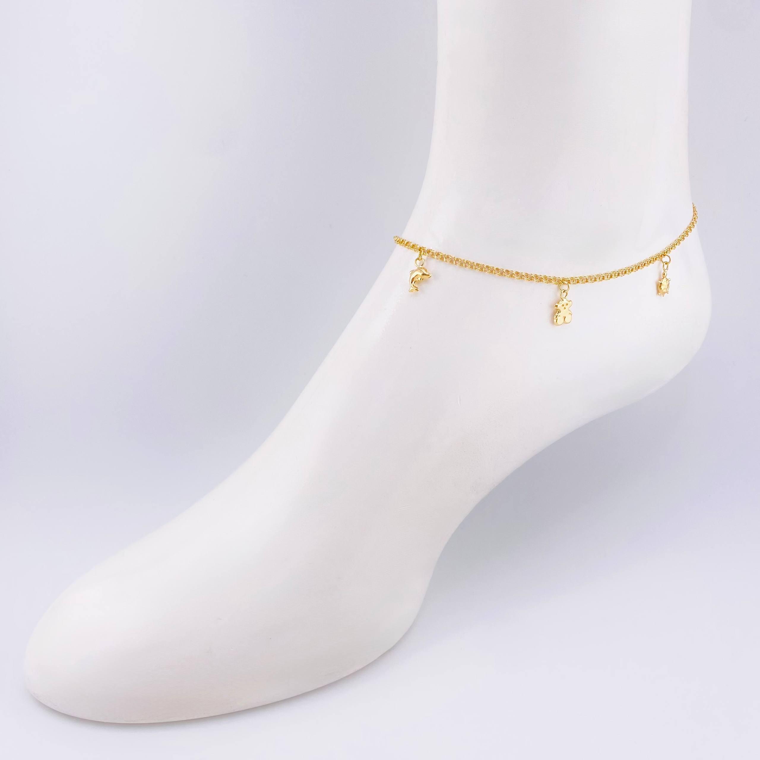 Tobillera Aro Seguido Dije 3.45gr / 25.5cm / 2.1mm Oro Amarillo 18K ©