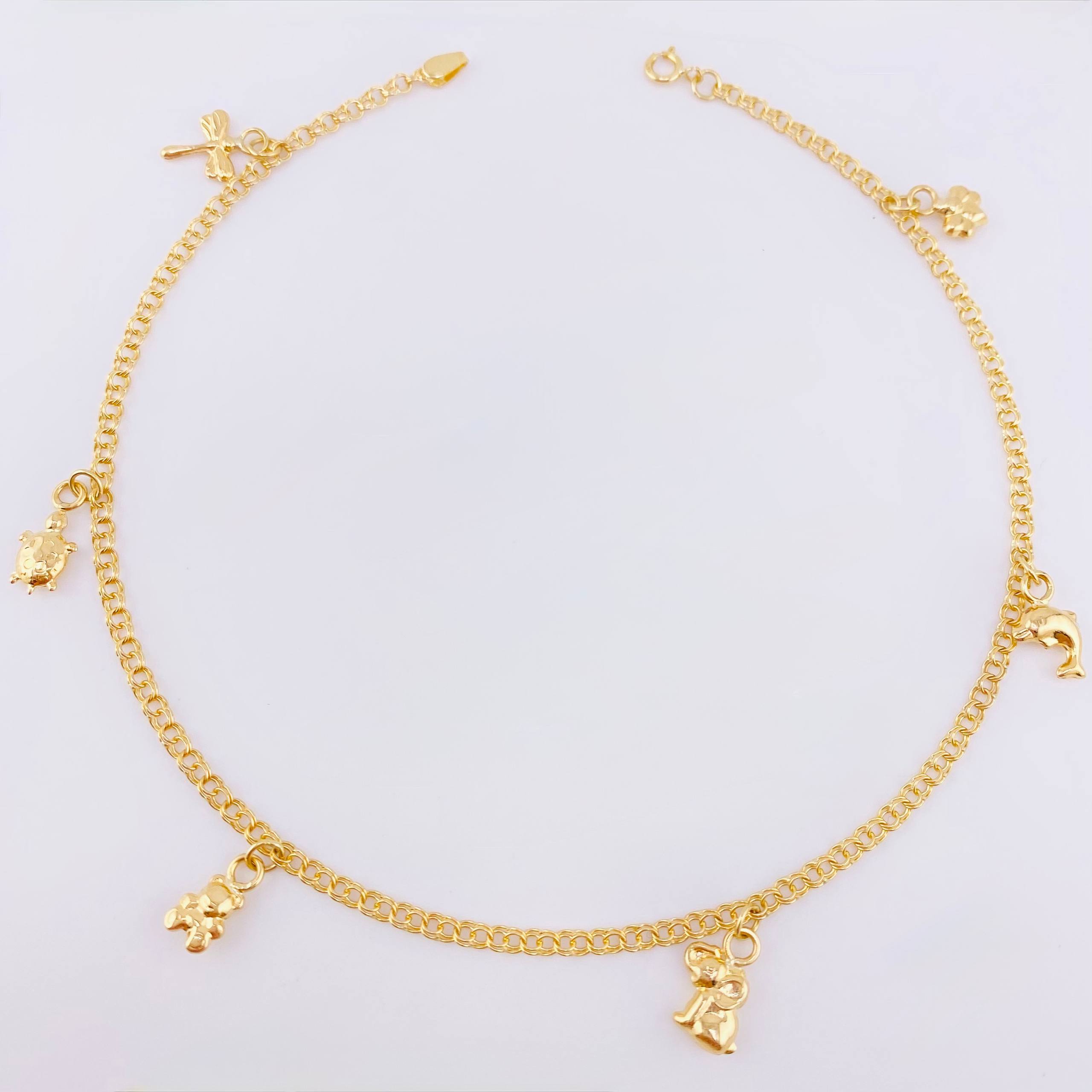 Tobillera Aro Seguido Dije 3.35gr / 24.5cm / 2.1mm Oro Amarillo 18K ©