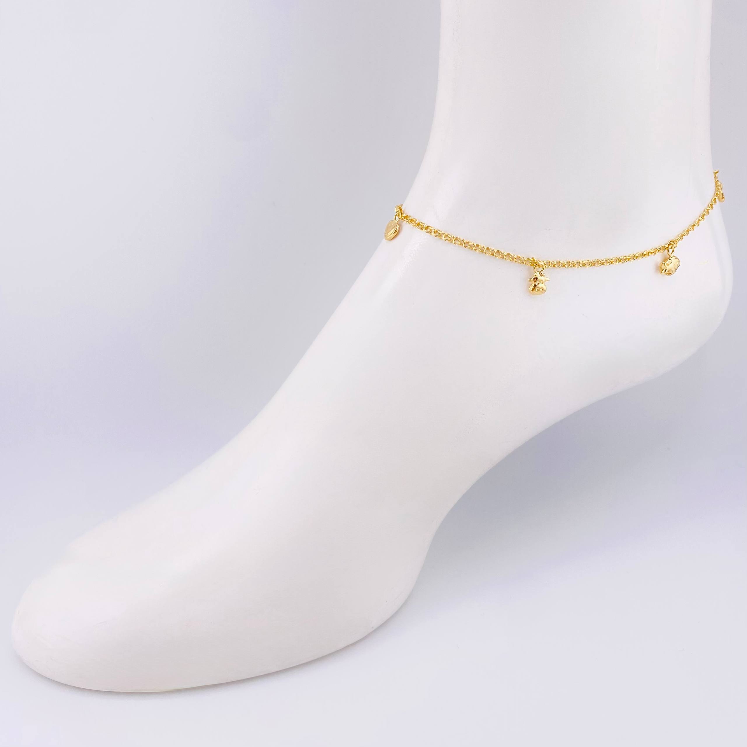 Tobillera Aro Seguido Dije 3.45gr / 25cm / 2.1mm Oro Amarillo 18K ©