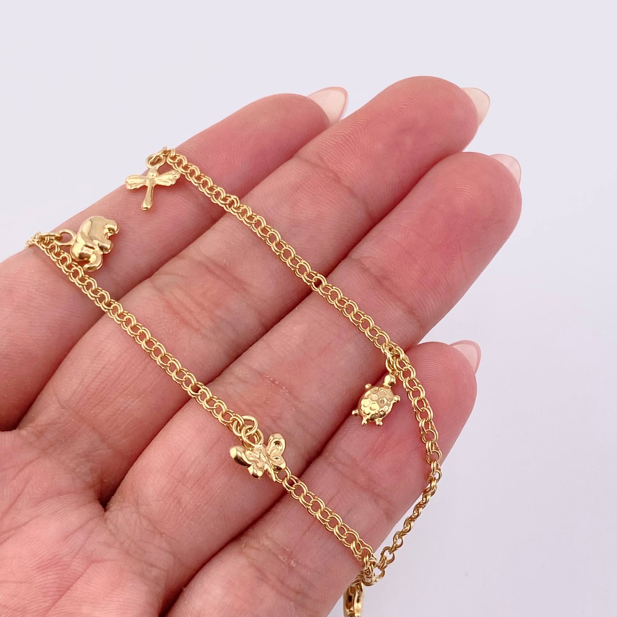 Tobillera Aro Seguido Dije 3.3gr / 25cm / 2.1mm Oro Amarillo 18K ©