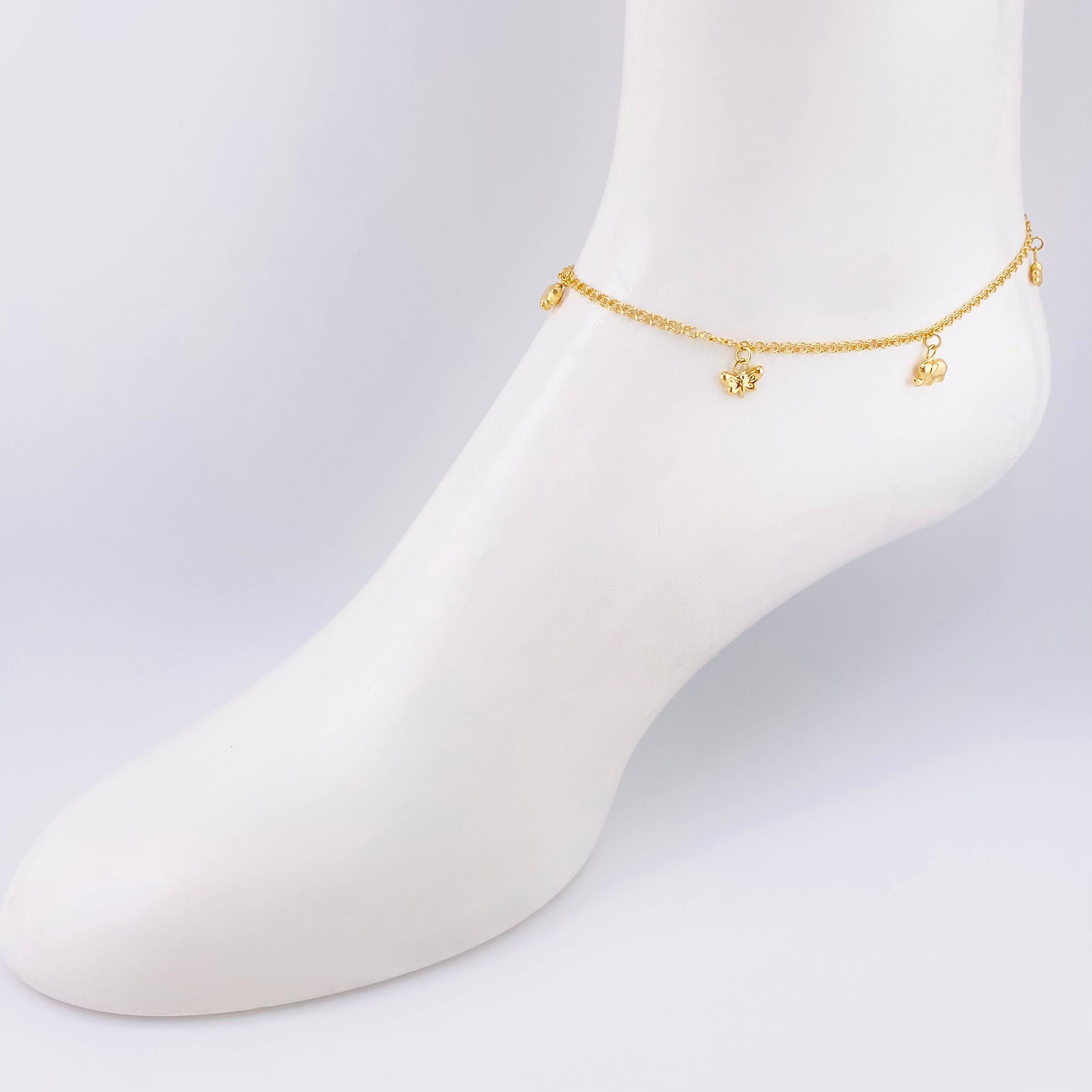 Tobillera Aro Seguido Dije 3.3gr / 25cm / 2.1mm Oro Amarillo 18K ©