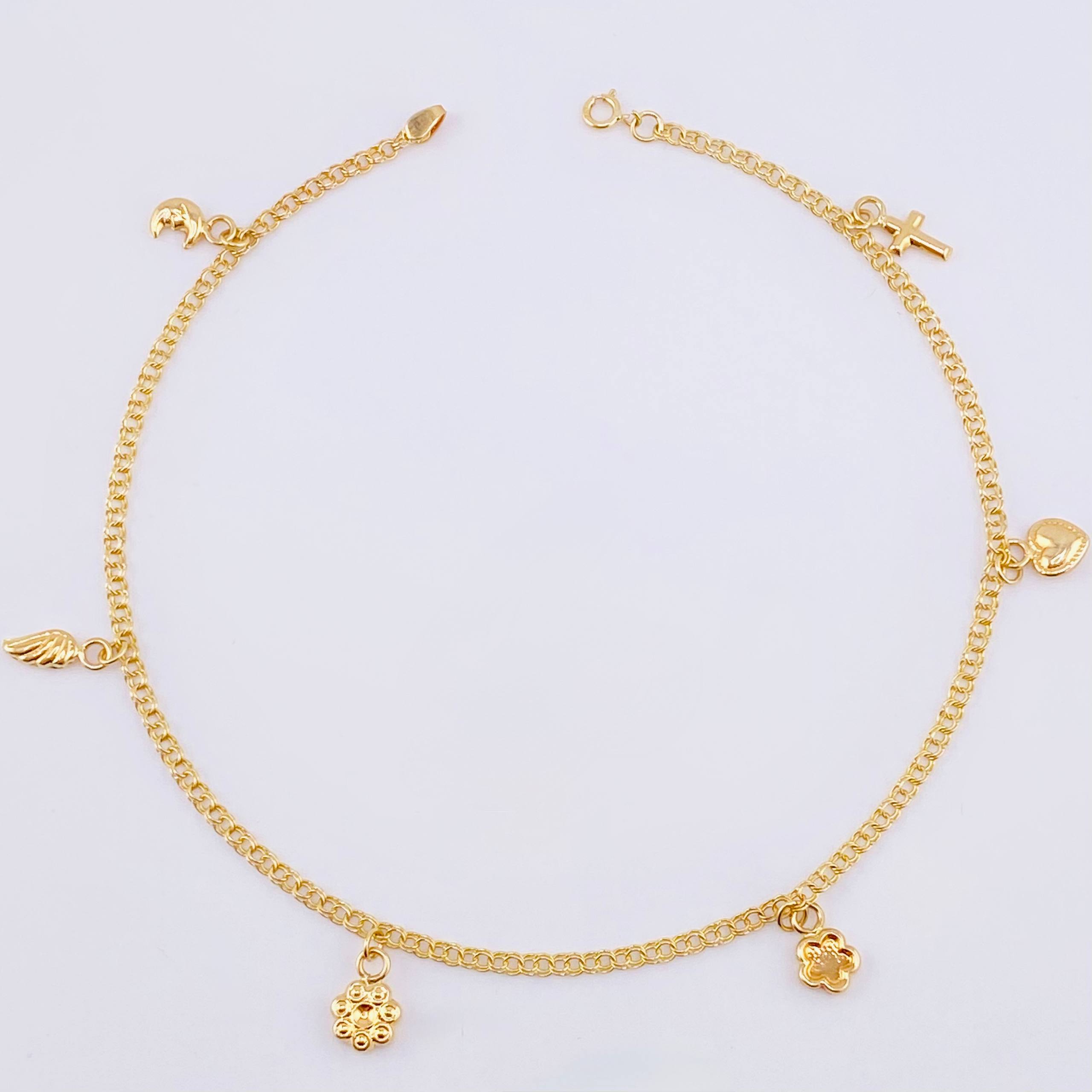 Tobillera Aro Seguido Dije 3.4gr / 25cm / 2.1mm Oro Amarillo 18K ©