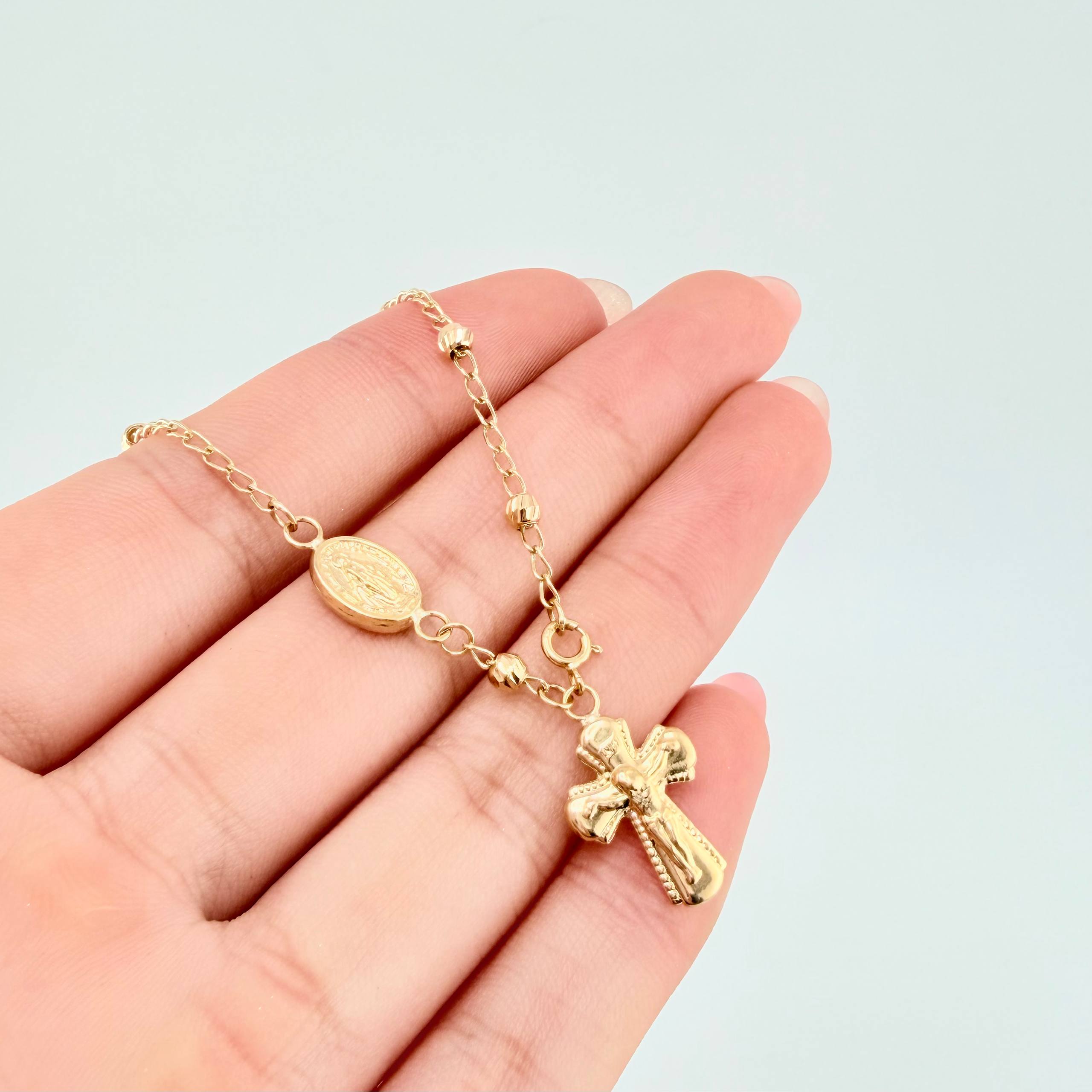 Pulso Denario Virgen Milagrosa 2.75gr / 19.5cm / 4mm Oro Amarillo 18K