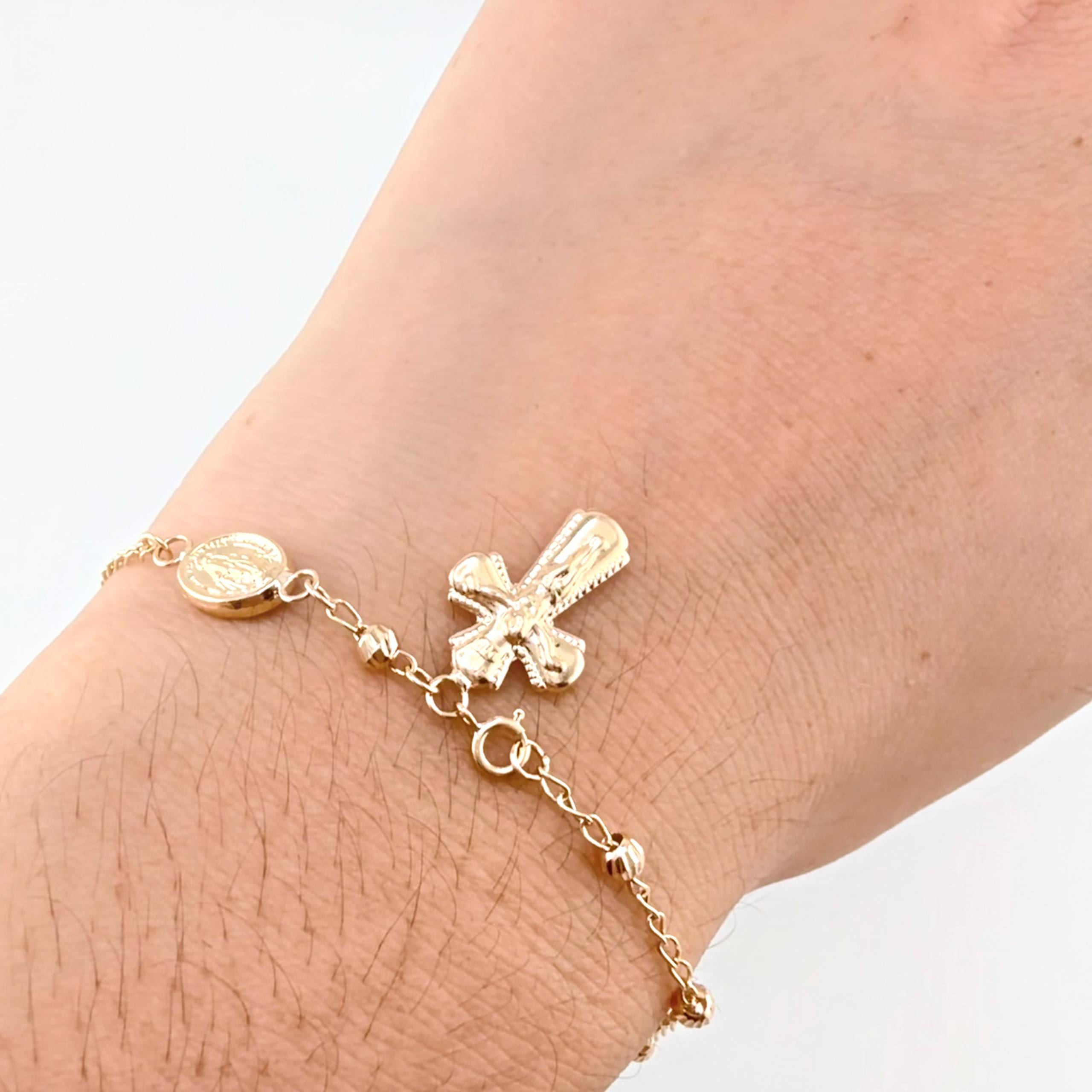 Pulso Denario Virgen Milagrosa 2.75gr / 19.5cm / 4mm Oro Amarillo 18K