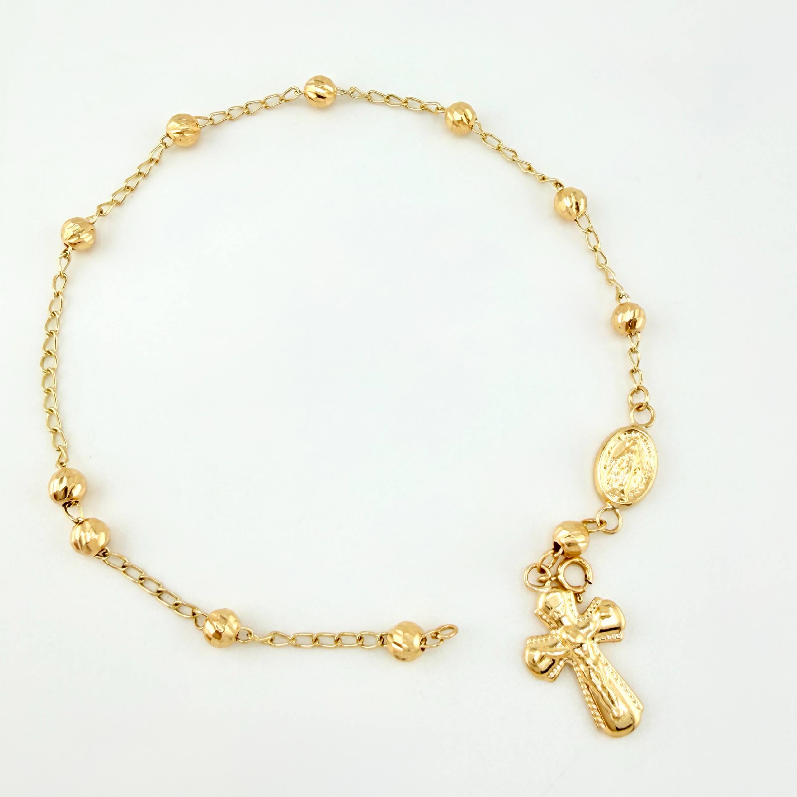 Pulso Denario Virgen Milagrosa 2.7gr / 17.5cm / 4mm Oro Amarillo 18K