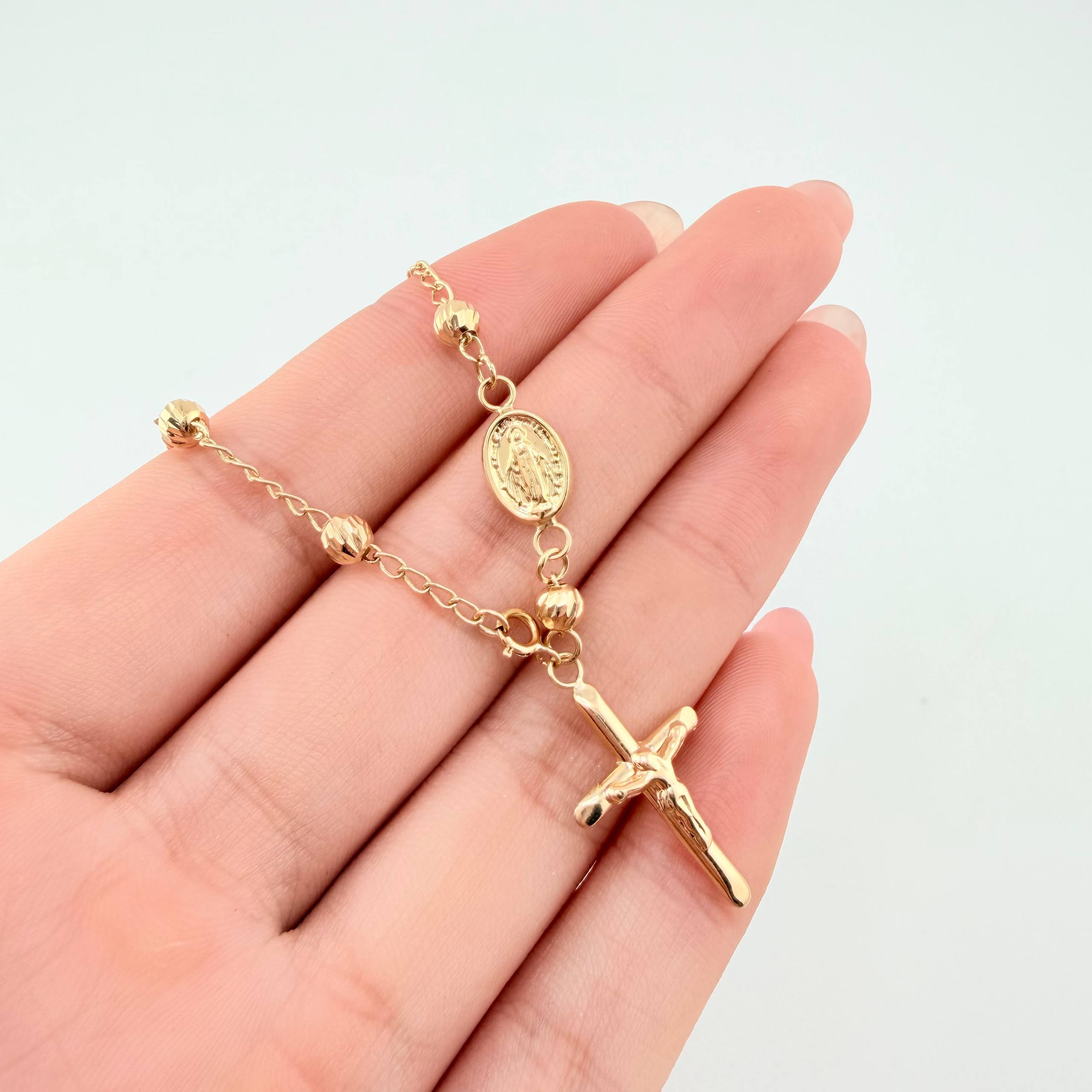 Pulso Denario Virgen Milagrosa 2.6gr / 16.5cm / 4mm Oro Amarillo 18K *