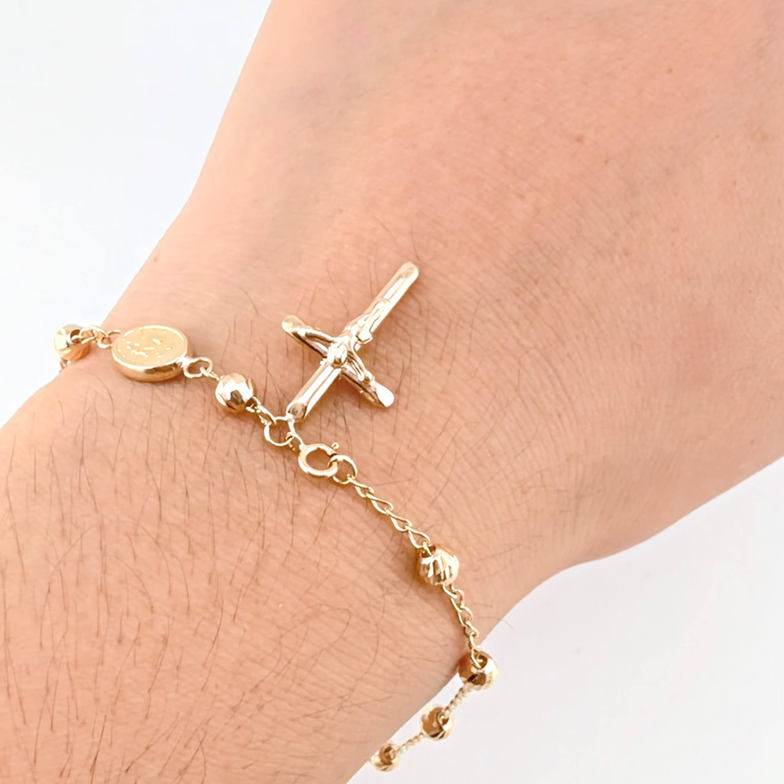 Pulso Denario Virgen Milagrosa Diamantado 2.65gr / 17.5cm / 4mm Oro Amarillo 18K ©