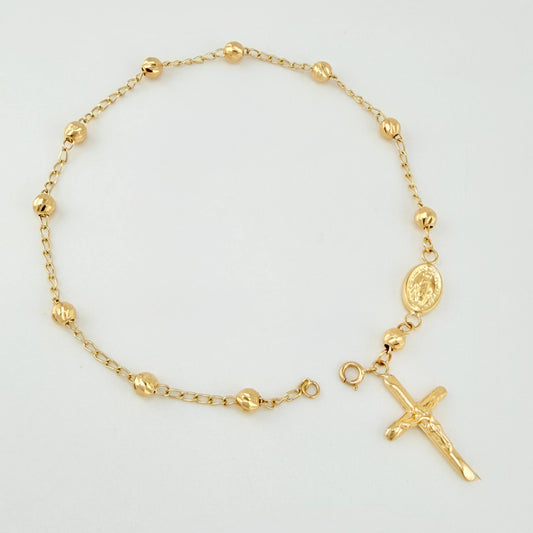 Pulso Denario Virgen Milagrosa Diamantado 2.7gr / 17.5cm / 4mm Oro Amarillo 18K ©
