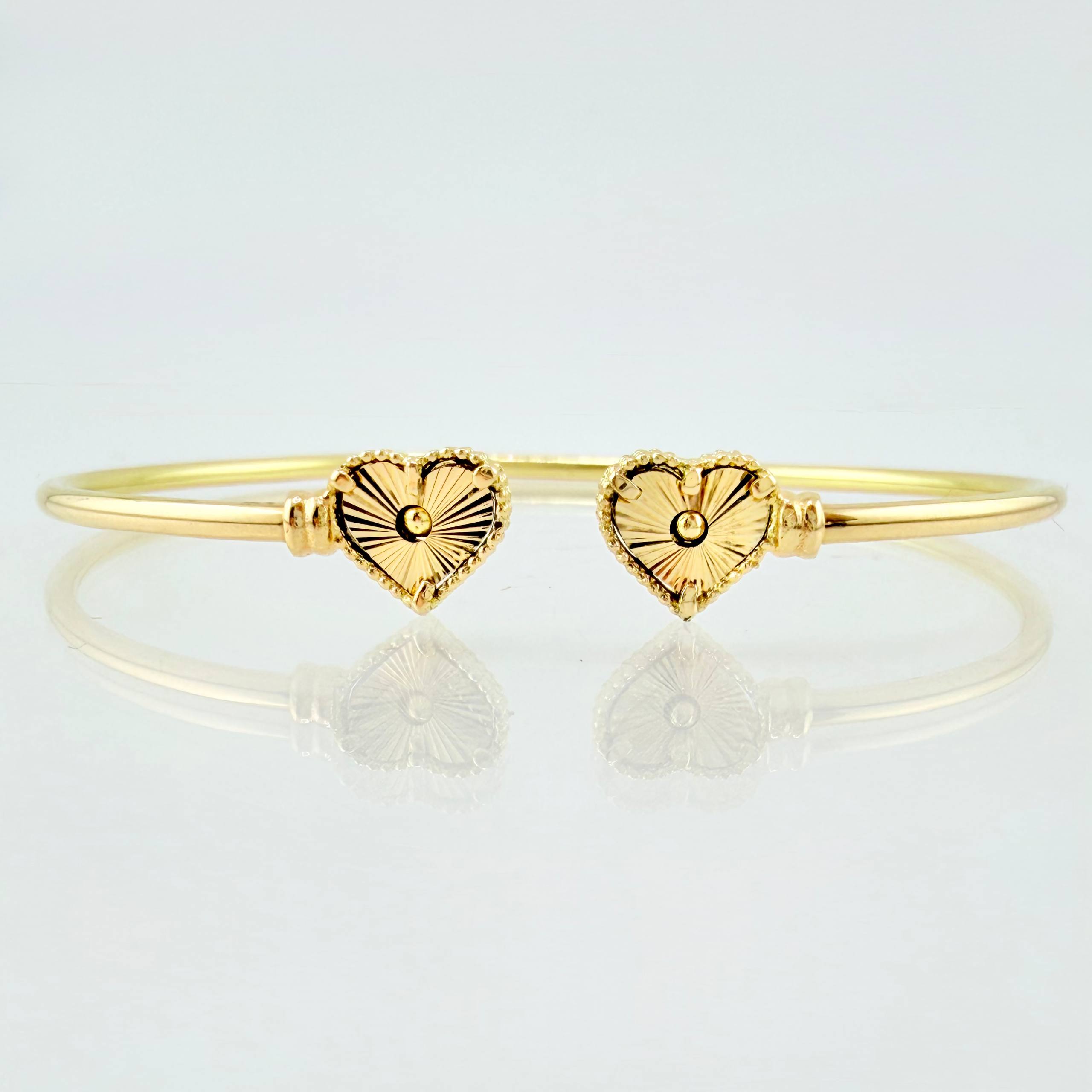 Pulso Aro Corazon Diamntado 3.55gr / 15.5cm / 2mm Oro Amarillo Nac.Esp. 18K ©