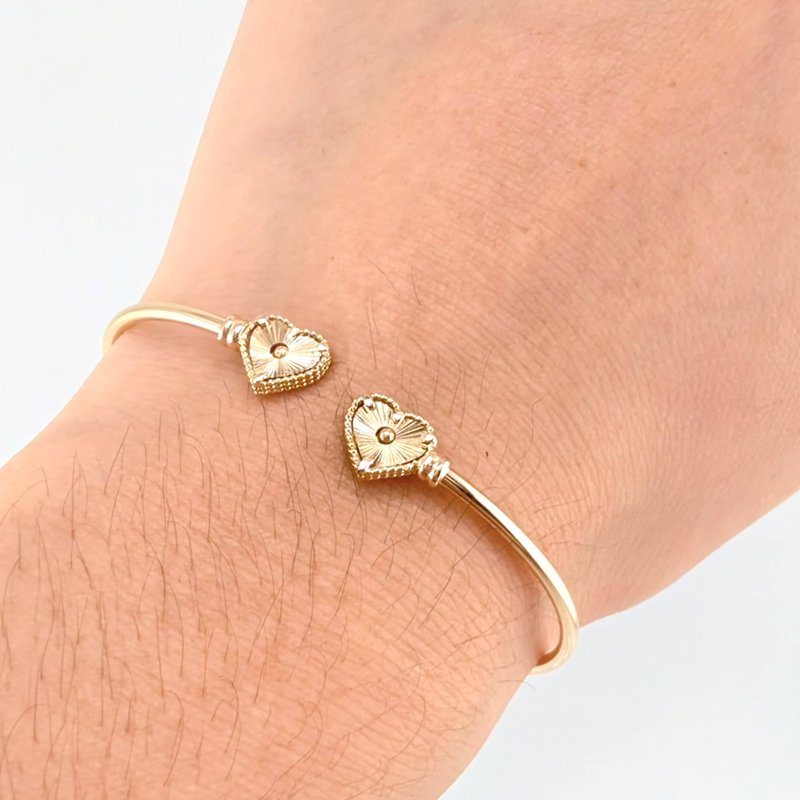 Pulso Aro Corazon Diamantado 3.9gr / 18.5cm / 1.8mm Oro Amarillo Nac.Esp. 18K