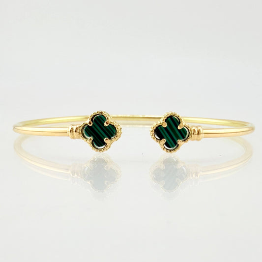 Pulso Aro Trebol verde 3gr / 15.5cm / 2mm Oro Amarillo Nac.Esp. 18K ©