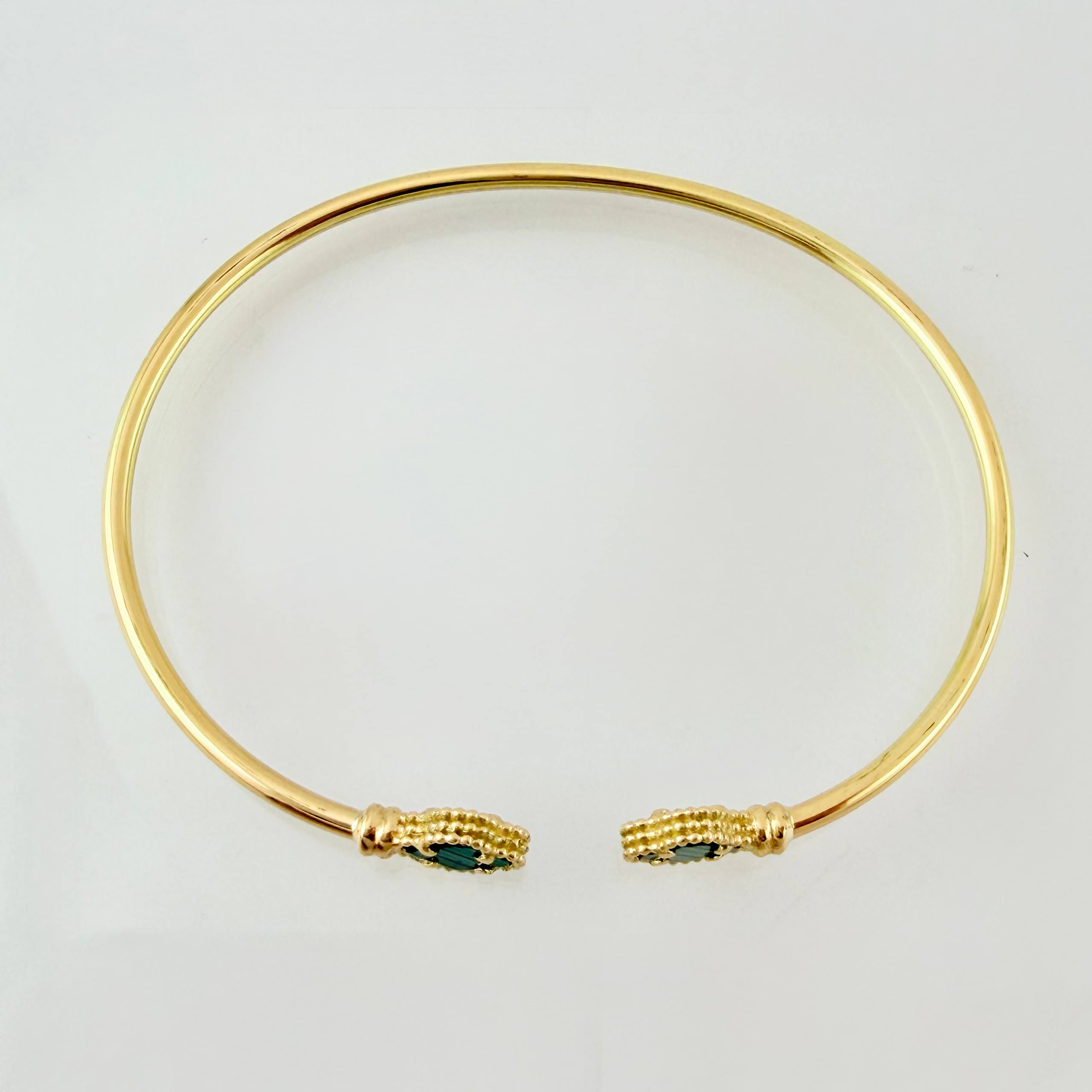 Pulso Aro Trebol verde 3gr / 15.5cm / 2mm Oro Amarillo Nac.Esp. 18K ©