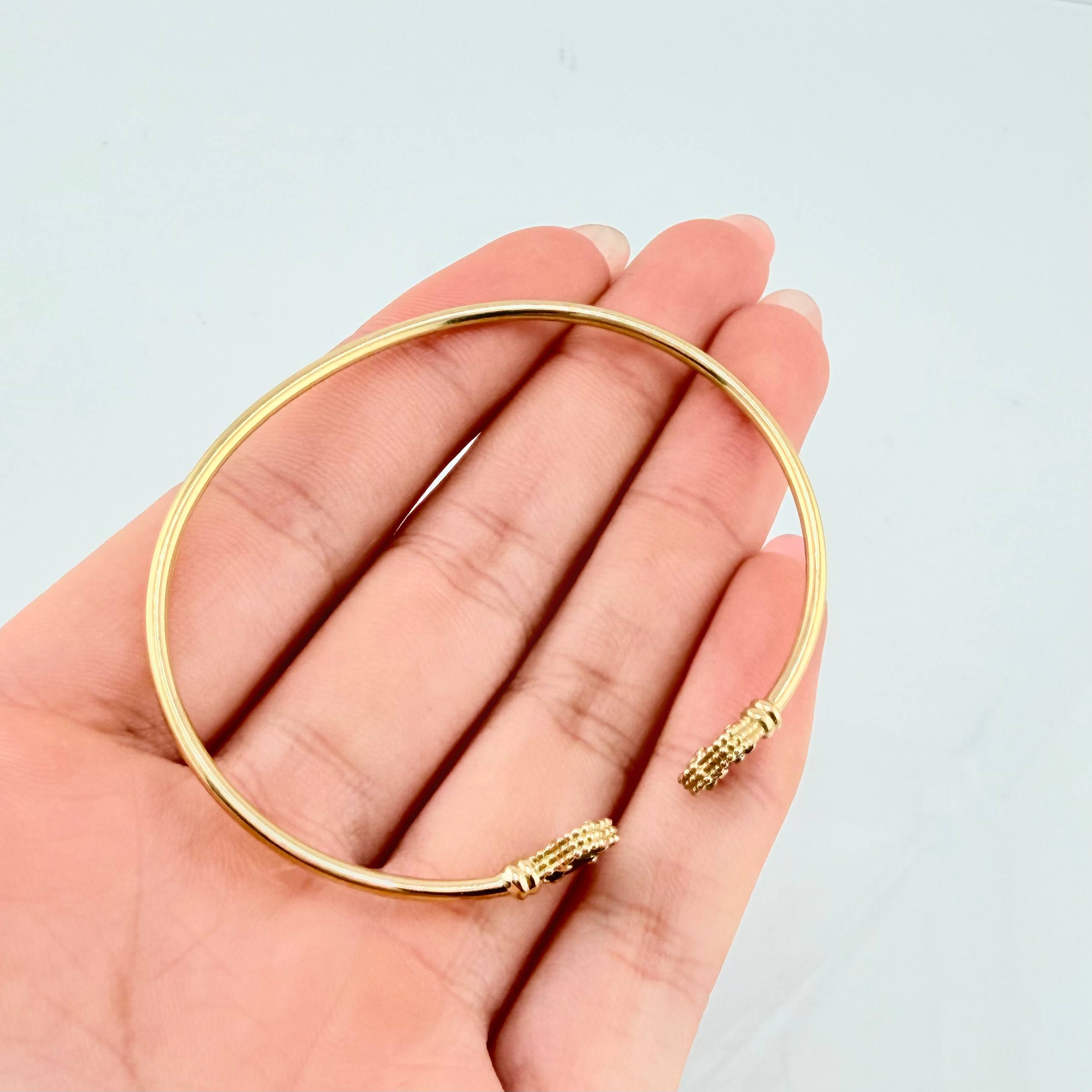 Pulso Aro Trebol verde 3gr / 15.5cm / 2mm Oro Amarillo Nac.Esp. 18K ©