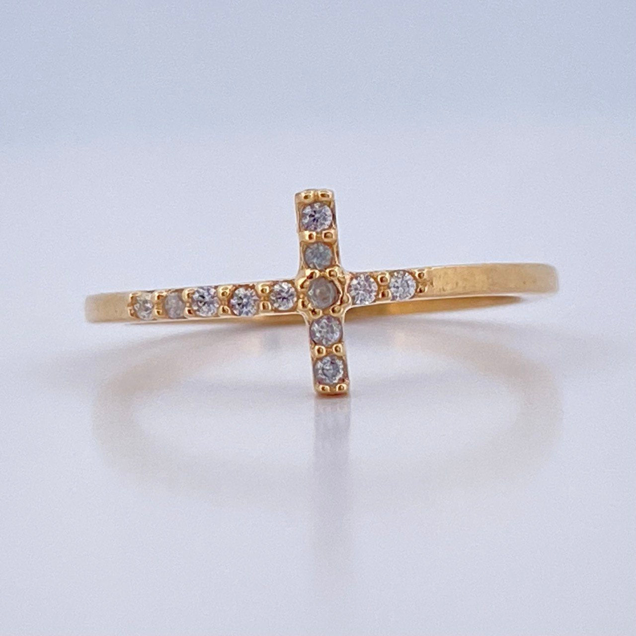 Anillo Cruz 1.5gr / T4 1/2 / Oro Amarillo 18K &