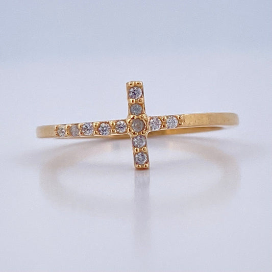 Anillo Cruz 1.5gr / T4 1/2 / Oro Amarillo 18K &