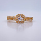 Anillo Halo Cuadrado 2.5gr / T6 1/2 / Oro Amarillo 18K &