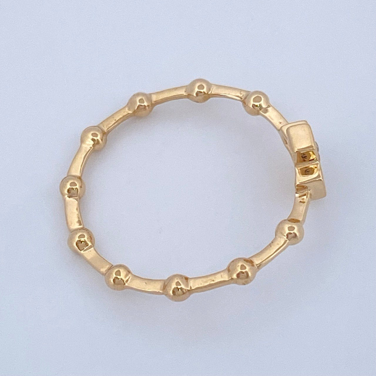 Anillo Cruz Bolas 2.1gr / T8 / Oro Amarillo 18K &
