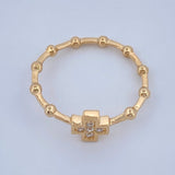 Anillo Cruz Bolas 2.1gr / T8 / Oro Amarillo 18K &