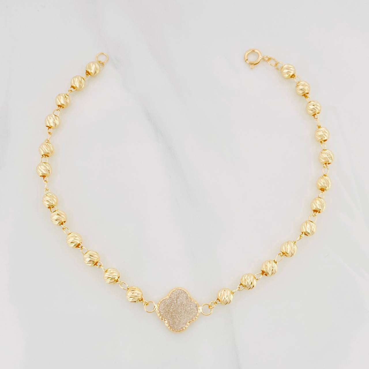 Pulso Tipo Militar Trebol 3.55g / 19cm / 4mm Oro Amarillo 18K