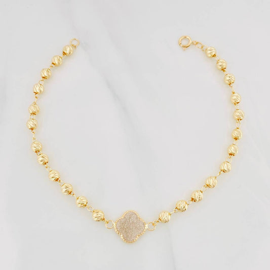 Pulso Tipo Militar Trebol 3.55g / 19cm / 4mm Oro Amarillo 18K