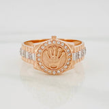 Anillo Correa Corona 4.45g / T9 1/4 Dos Oros Blanco Rosa 18K