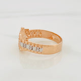 Anillo Correa Corona 4.45g / T9 1/4 Dos Oros Blanco Rosa 18K