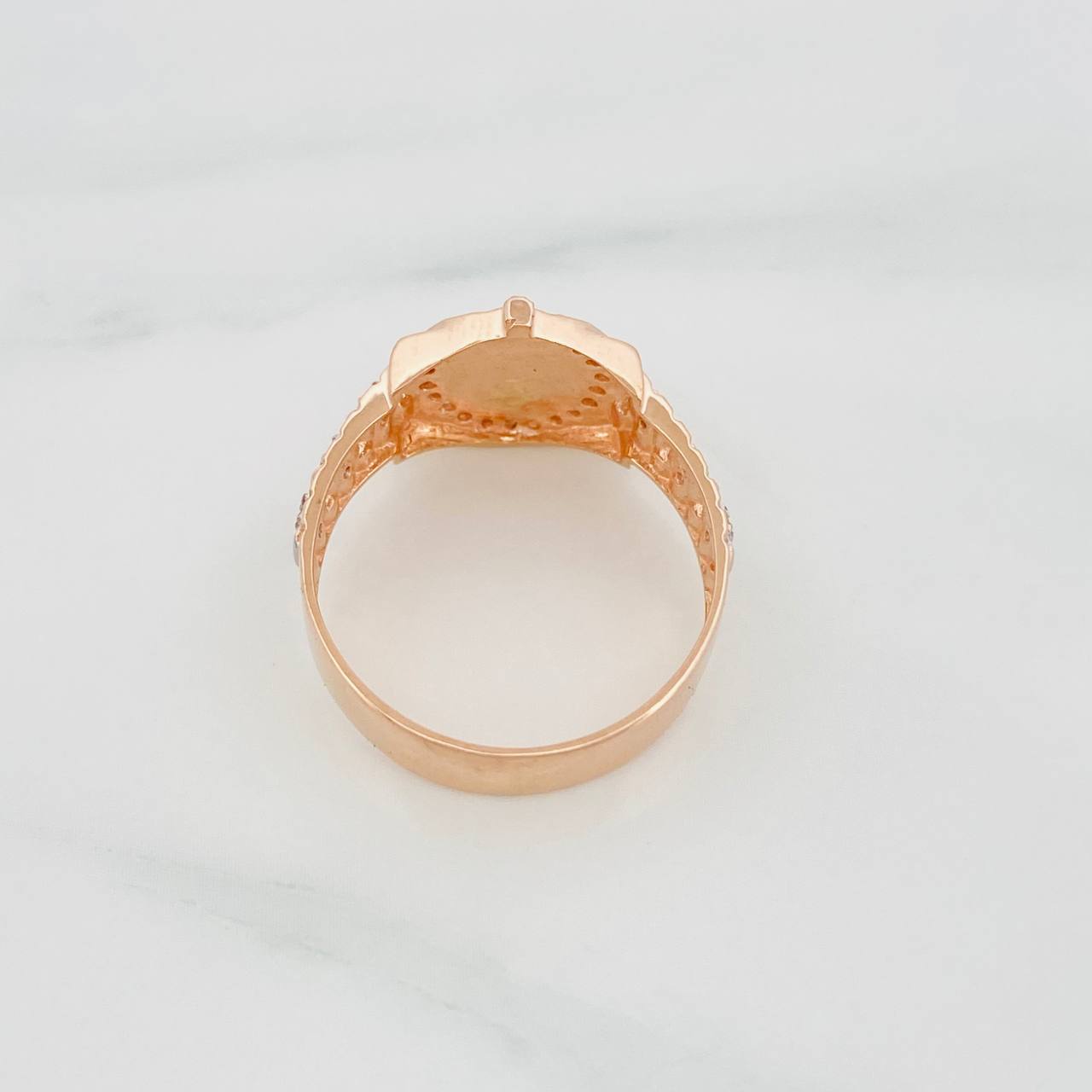 Anillo Correa Corona 4.45g / T9 1/4 Dos Oros Blanco Rosa 18K