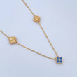 Cadena Aro Seguido Treboles 7.6gr / 50.6cm / 1.1mm Diamantada Circones Azules Oro Amarillo 18K &