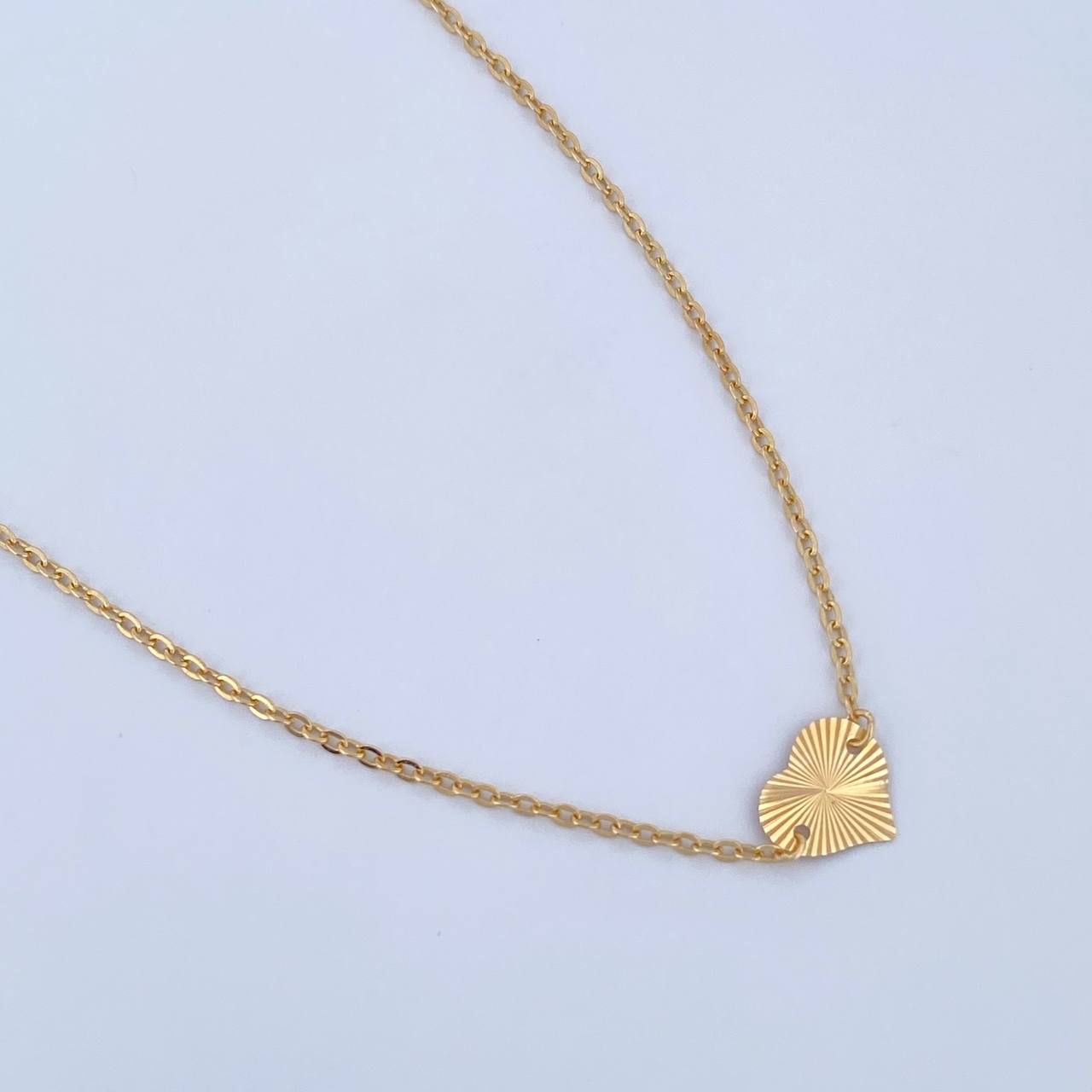 Cadena Aro Seguido Corazon 2.15gr / 42cm / 1.1mm Diamantada Oro Amarillo 18K &