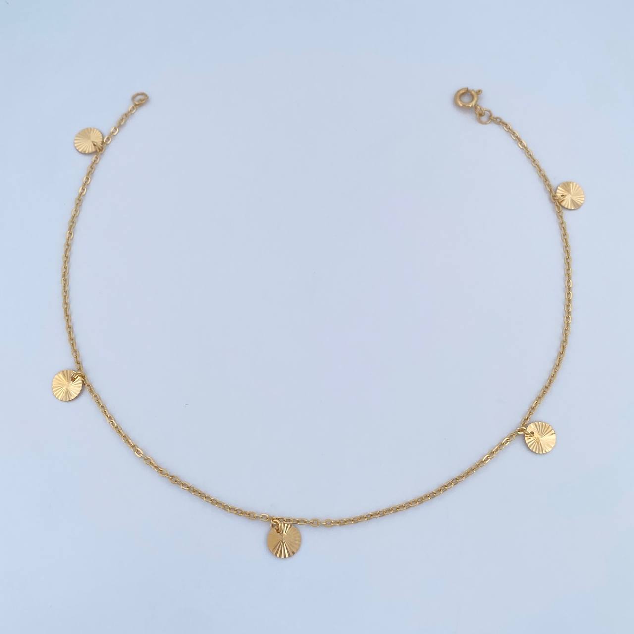 Tobillera Aro Seguido Circulos  1.9gr / 25.1cm / 1.1mm Diamantada Oro Amarillo 18K &