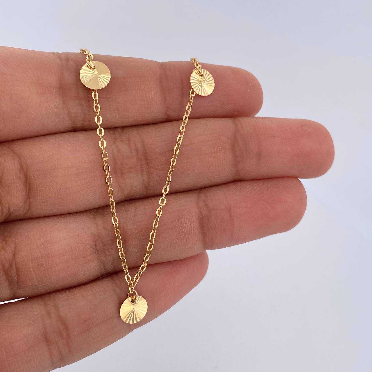 Tobillera Aro Seguido Circulos  1.9gr / 25.1cm / 1.1mm Diamantada Oro Amarillo 18K &