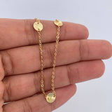 Tobillera Aro Seguido Circulos  1.75gr / 25.5cm / 1.1mm Diamantada Oro Amarillo 18K &