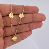 Tobillera Aro Seguido Flores 1.95gr / 25.1cm / 1.1mm Diamantada Oro Amarillo 18K &