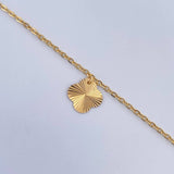 Tobillera Aro Seguido Circulos Trebol 2.15gr / 25.4cm / 1.1mm Diamantada Oro Amarillo 18K &