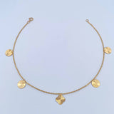 Tobillera Aro Seguido Circulos Trebol 2.15gr / 25.4cm / 1.1mm Diamantada Oro Amarillo 18K &