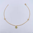 Tobillera Aro Seguido Corazon 2.15gr / 25.6cm / 4mm Bolas Diamantadas Circones Verdes Oro Amarillo 18K &