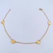 Tobillera Aro Seguido Corazones 1.8gr / 25cm / 1.1mm Diamantada Oro Amarillo 18K &