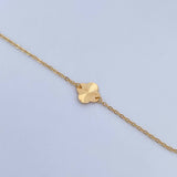 Tobillera Aro Seguido Treboles 1.95gr / 25cm / 1.1mm Diamantada Oro Amarillo 18K &