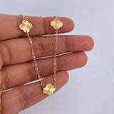 Tobillera Aro Seguido Treboles 1.95gr / 25cm / 1.1mm Diamantada Oro Amarillo 18K &