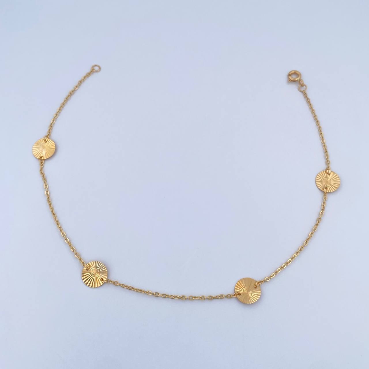 Tobillera Aro Seguido Circulos  1.9gr / 24.6cm / 1.1mm Diamantada Oro Amarillo 18K &