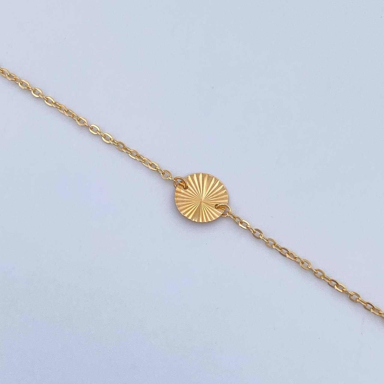 Tobillera Aro Seguido Circulos  1.9gr / 24.6cm / 1.1mm Diamantada Oro Amarillo 18K &