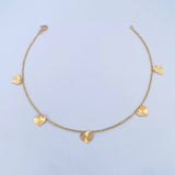 Tobillera Aro Seguido Corazones 2.1gr / 25.2cm / 1.1mm Diamantada Oro Amarillo 18K &