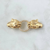 Herraje Pumas En Aro 12.8gr / 5cm / Circones Blancos Oro Amarillo 18K ©