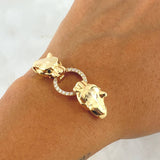 Herraje Pumas En Aro 12.8gr / 5cm / Circones Blancos Oro Amarillo 18K ©