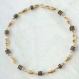 Pulso Rustico Barril Combinado 2.9gr / 19.5cm / 3mm-4mm Liso Cauchos Negros Oro Amarillo 18K ©