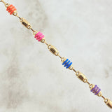 Pulso Rustico Barril Liso 2.85gr / 18.5cm / 3.8mm Cauchos De Colores Oro Amarillo 18K *